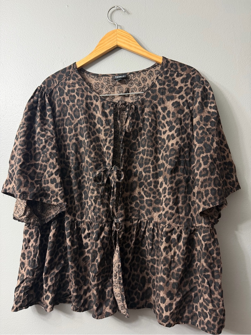 torrid Brown Leopard Tie-Front Peplum Blouse 3x